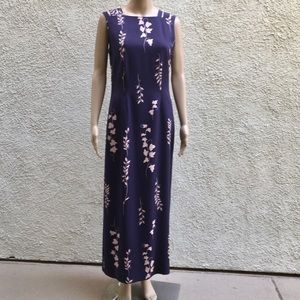 Purple & pink ivy pattern long shift dress
